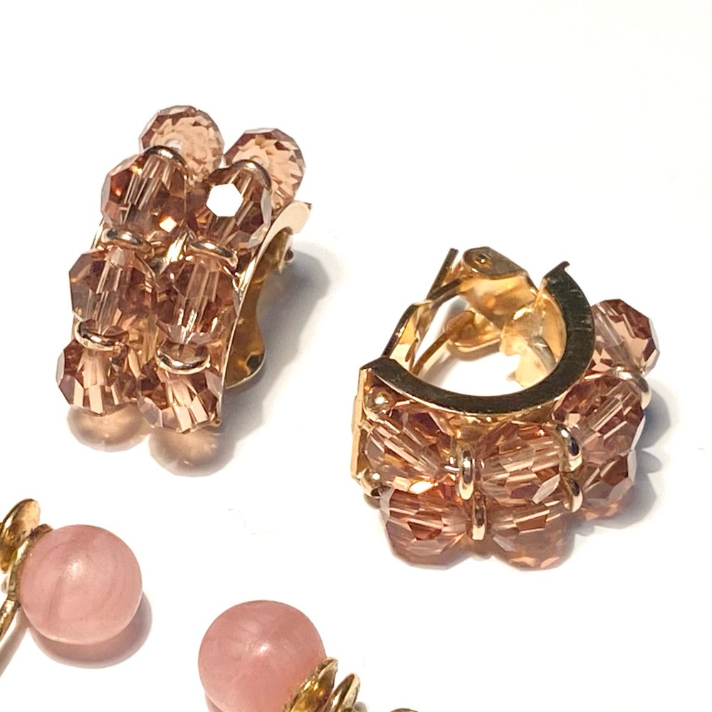 Napier Crystal Clip On & Pink Screw Back Earrings - Picture 7 of 14